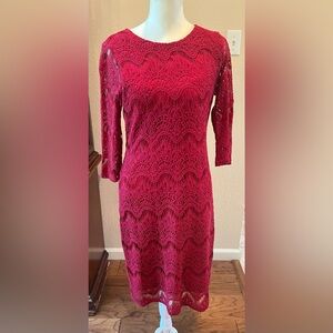 Cato Red Lace Long Sleeve Dress